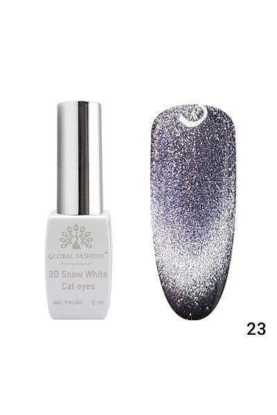 global fashion Oja semipermanenta, Snow White, 3D Cat Eye, Global Fashion 8ml, 23