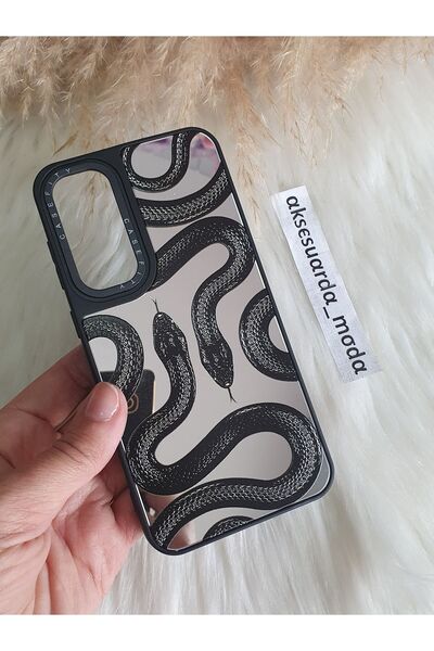 ZB Aksesuarda Moda Samsung Galaxy A34 Compatible Mirror Snake Pattern Case
