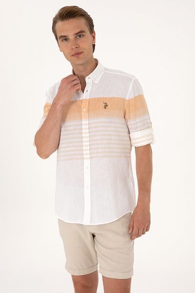 U.S. Polo Assn. Men's Orange Long Sleeve Shirt 50300105-Vr202