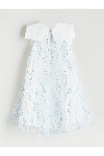 LC Waikiki Lcw Kids Ecru Baby Collar Patterned Girl's Tulle Dress