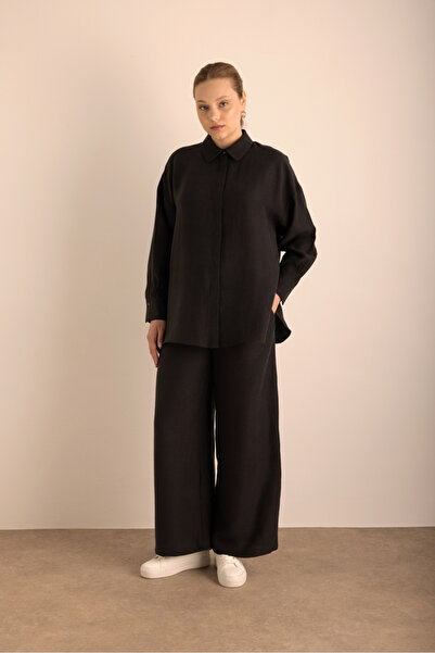 Aker Beli Lastikli Keten Pantolon