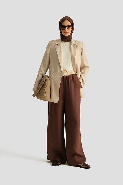 Armine Double Breasted Linen Jacket 25Y5917 Stone