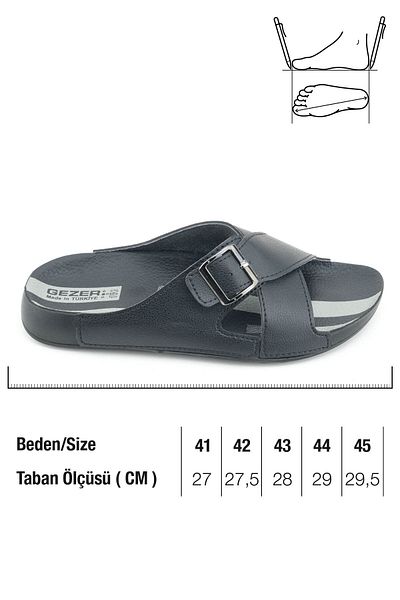 GEZER Men's Summer Single Buckle Adjustable Faux Leather Comfortable Sole Daily Slippers