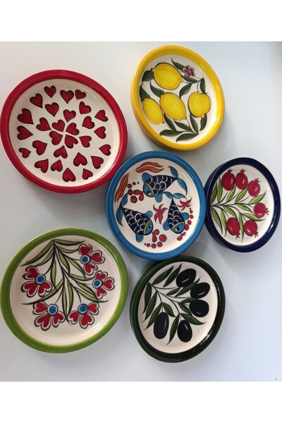 shop وعاء تقديم الإفطار المصنوع يدويًا من السيراميك بحجم 6 قطع مقاس 12 سم من Dikkenar