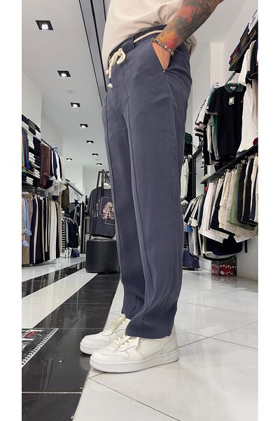 higo Modal Baggy Fit Men's Trousers with Belt Detail