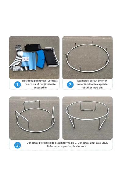 LUDIRO Trambulina pentru Copii 3-10 Ani, Plasa de Siguranta, Diametru 183 Cm, Inaltime 210 Cm, Albastru