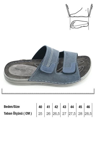 GEZER Naturela Comfort Men's Summer Insole Genuine Leather Double Velcro Adjustable Comfortable Sole Daily