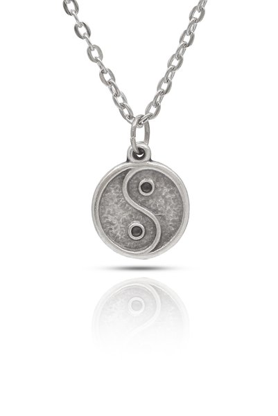 kolbi Yin Yang Kolye Zerafet ve Denge Sembol Kolye - Antik Gümüş Kaplama Klas...