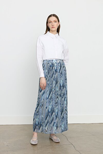 Nihan Beli Lastikli Pilise Etek İndigo