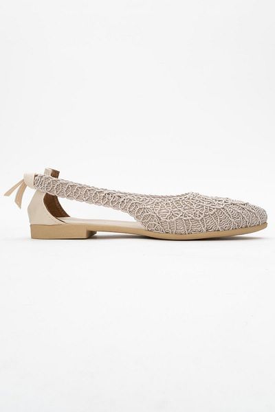 CCWAY AYAKKABI Women's Mesh Ballerina Cream