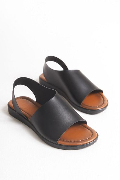 Lively Stylish Amara Genuine Leather Wide Strap Open Front Comfortable Sandals