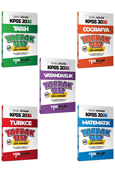 Yediiklim Yayınları 2026 KPSS Genel Yetenek Genel Kültür Çek Kopart Yaprak Test 5 li Set