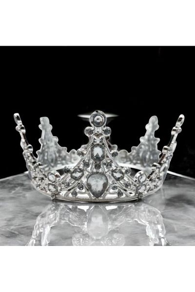 Happyland Silver Cake Crown with Stones Stone Model Mica Model Full Tour 14X14 cm