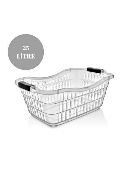 Loremp 25 Litre Şeffaf Taşıma ve Çamaşır Sepeti | Ergonomik Kulplu Çok Amaçlı...
