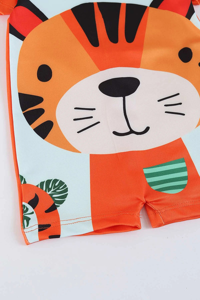 gnygiyim Boy's Character Patterned Uw Protected Jumpsuit Swimsuit with Bonnet