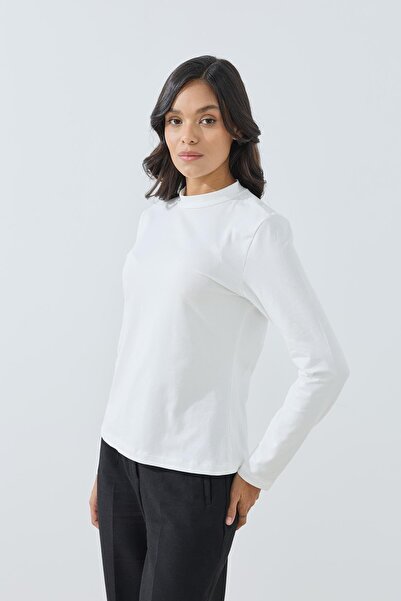 Merve Gültekin Uzun Kollu Süprem Penye Body Beyaz