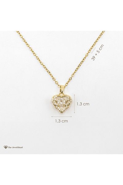 The Jewel Heart Gift Necklace For Mom, True Love Necklace, Gold Plated, Love Message For Mom
