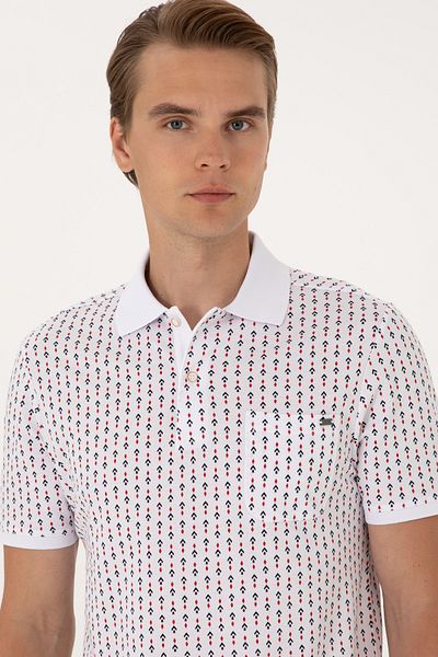 U.S. Polo Assn. Ανδρικό μπλουζάκι με κανονική εφαρμογή λευκό γιακά πόλο 50299637-vr013