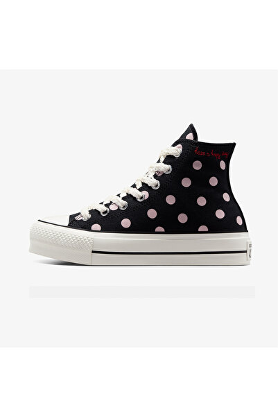 Converse Chuck Taylor All Star Lift Polka Dots Kadın Siyah Platform Sneaker