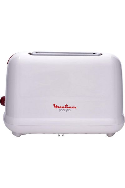 Moulinex 850W Principio3 2-Slots Toaster with Removable Crumb Tray White and Red