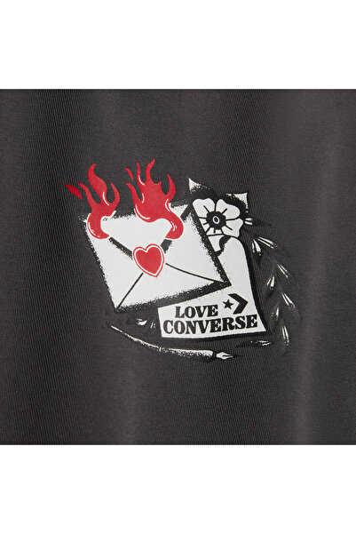 Converse Classic Women's Slim Fit Printed Black T-Shirt