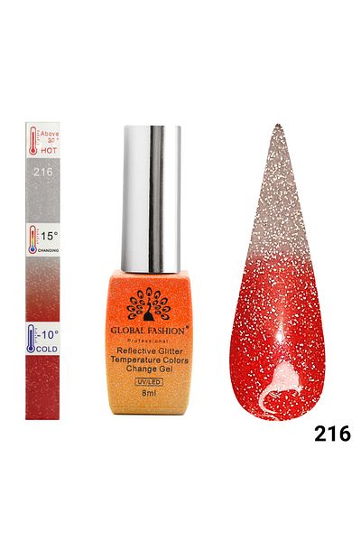 global fashion Oja semipermanenta termica, Temperature Color Change Disco 8ml, 216
