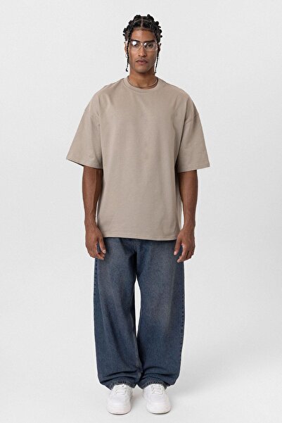 VAMOSCLO Βασικό μπλουζάκι με λαιμόκοψη oversized Mink