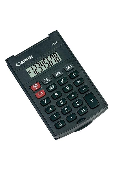 Canon Folding pocket calculator with 8 digits, Canon AS-8, 97 x 60 x 11.4 mm, dark gray