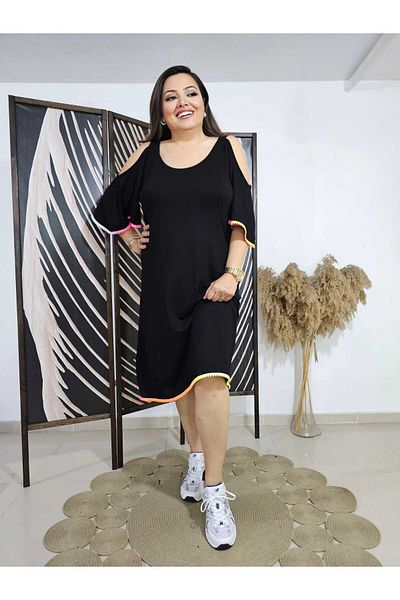 Melis Designer Plus Size Colorful Piping Dress