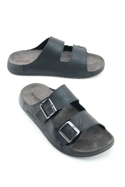 GEZER Naturela Comfort Men's Summer Faux Leather Double Buckle Adjustable Comfortable Sole Daily Slippers