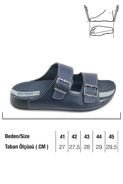 GEZER Men's Summer Two Buckle Adjustable Faux Leather Comfortable Sole Daily Slippers
