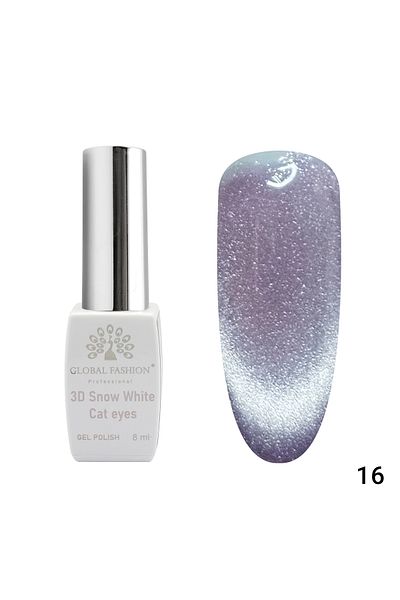 global fashion Oja semipermanenta, Snow White, 3D Cat Eye, Global Fashion 8ml, 16