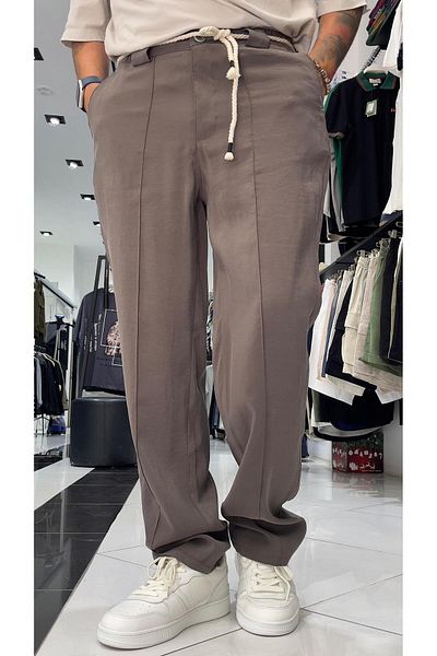 higo Modal Baggy Fit Men's Trousers with Belt Detail