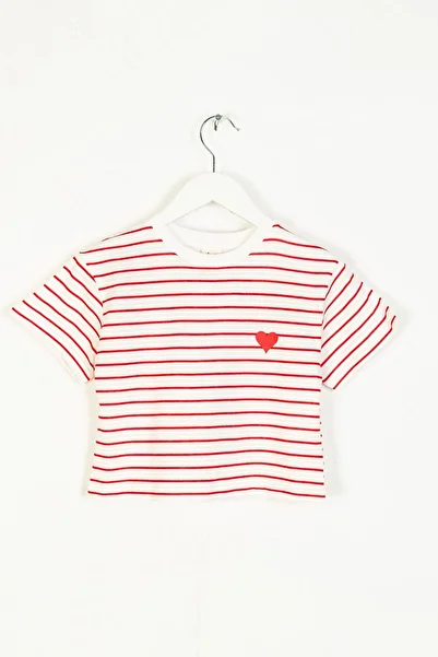 DMB BOYS & GIRLS Short Sleeve Striped Heart Pattern Comfortable Girl's T-Shirt