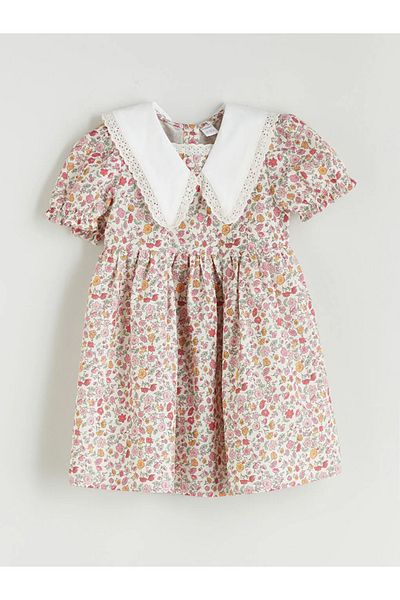 LC Waikiki Lcw Kids Ecru Baby Collar Girl's Linen Blended Dress