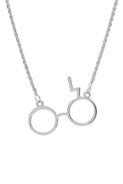 kolbi Harry Potter Glasses Model Necklace – Silver Color with Twist Chain