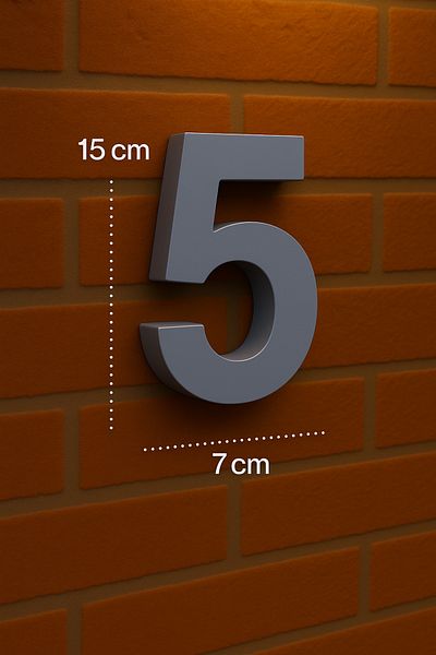 Rekatech 3D House Number (5 Numbers) in Modern Style |   7 cm Bottom Dimension – 15 cm Height