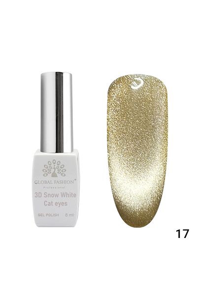 global fashion Oja semipermanenta, Snow White, 3D Cat Eye, Global Fashion 8ml, 17