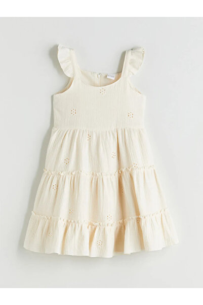 LC Waikiki Rochie pentru fete LCW Kids, ecru, cu broderie florală