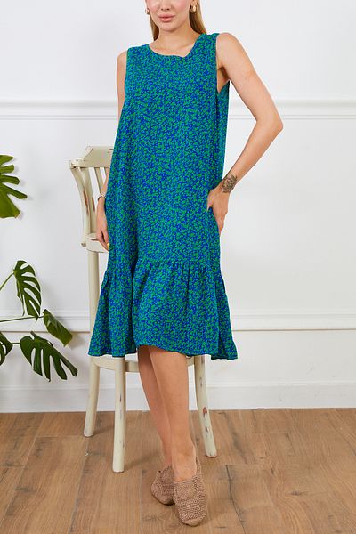 DPARİS Viscose Patterned Zero Sleeve Dress