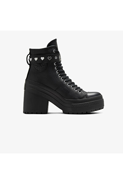 Converse Chuck 70 De Luxe Heel Unisex Siyah Deri Platform Dark Romance Sneaker