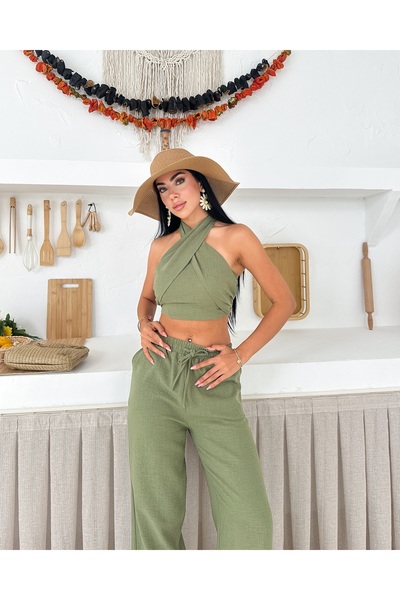 Cistern İstanbul Women's Neck Tie Linen Suit