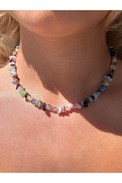 Vinlora Design Doğal Taş Renkli Çakra Kırıktaş Kolye – Enerji Dengeleyici El Yapımı Aksesuar