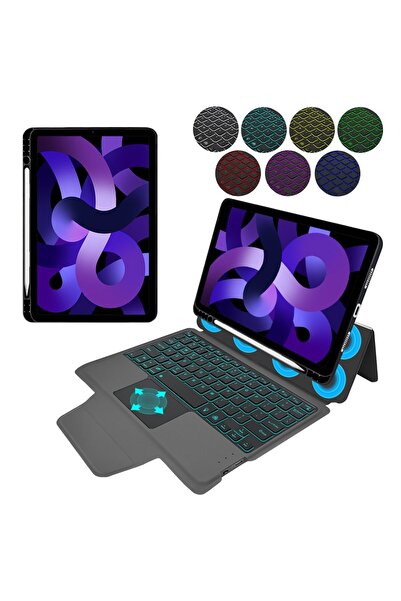 Petite Tuds Husă de înaltă protecție cu tastatură pentru iPad Air 4 2020/Air 5 2022/Air 11 2024, culori Tuds, KeyTab P