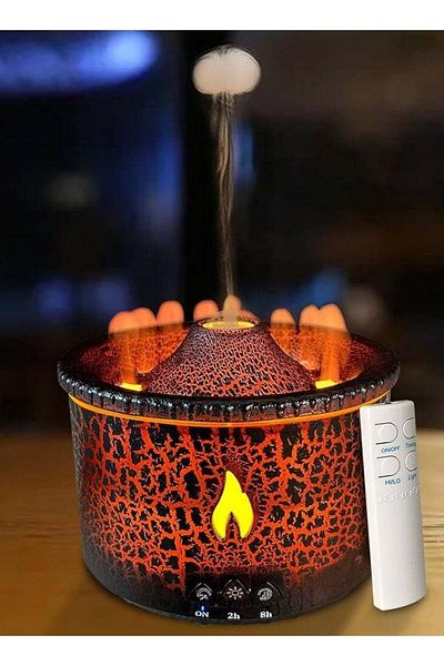 Generic Volcano Essential Oil Diffuser 300ML Steam Humidifier with Remote Control, Flame Volcano Mist Mode,