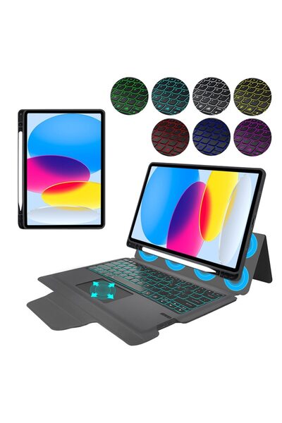 Petite Tuds Husă de înaltă protecție cu tastatură pentru iPad 10 2022 10.9, Tuds Armor, KeyTab Pro, S49, plastic dur,