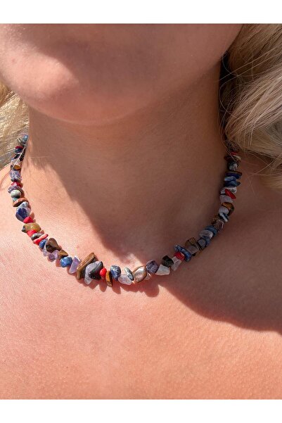 Vinlora Design قلادة من الحجر الطبيعي الملون بالشاكرات - إكسسوار مصنوع يدويًا...