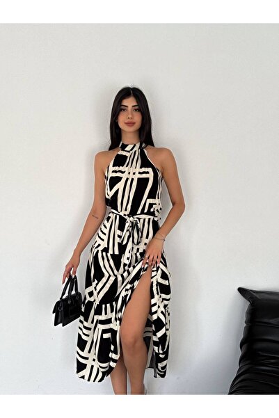 By Kuzey Aras Rochie de zi cu zi elegantă, cu decolteu Halter, de vară, lungi...