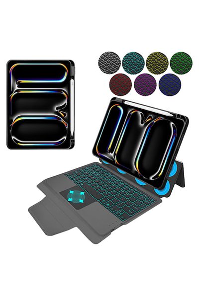 Petite Tuds Protective Case with Keyboard for iPad Pro 11 2024, Petite Tuds, KeyTab Pro, S35, Hard Plastic, Inte