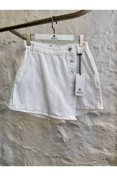 Rute butik Düğme detaylı denim şort etek